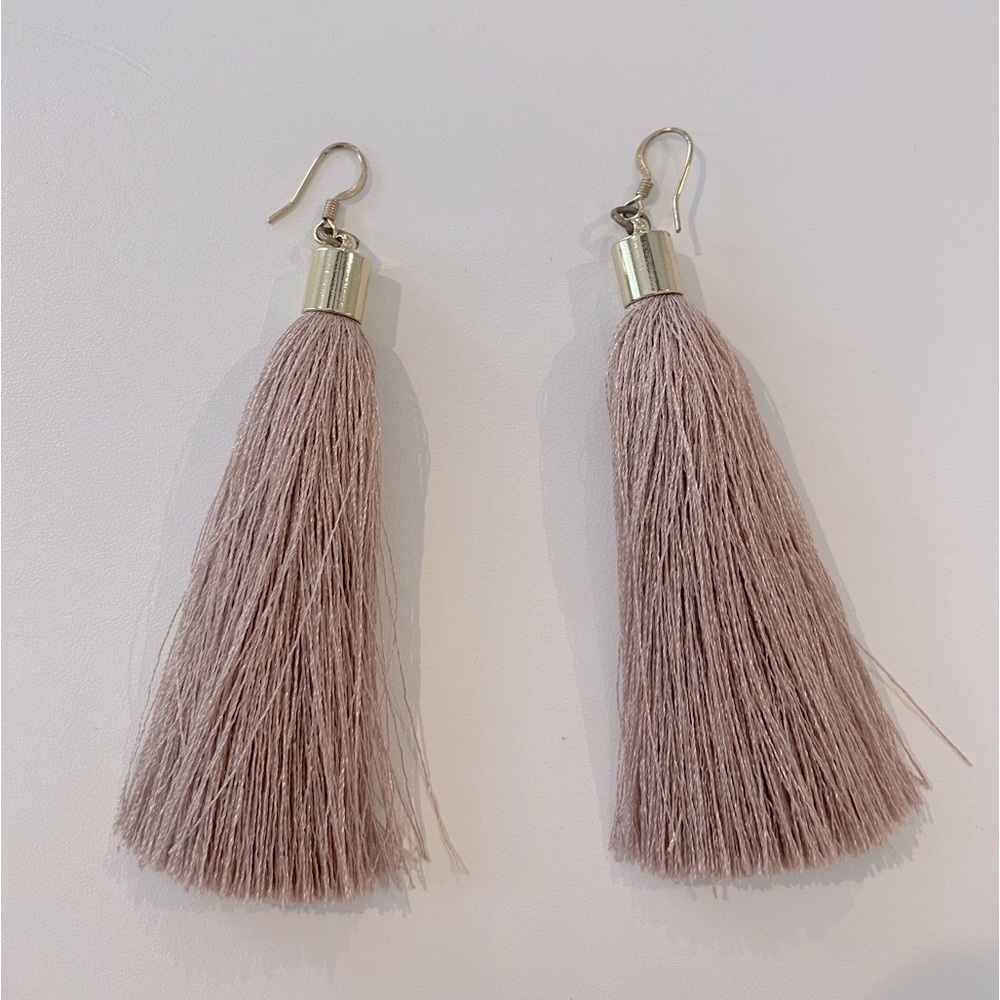 Taupe tassel earrings